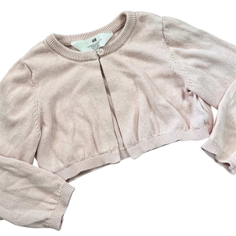 HM Girls Light Pink Cropped Cardigan Shrug Sweater 3-4T Cotton Bolero